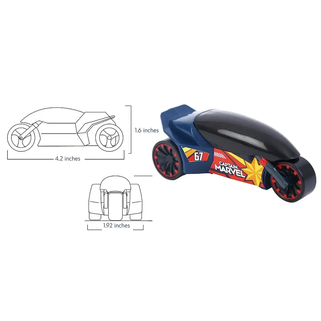 Skoodle Marvel Pull-Back Rider Bike – Captain Marvel Edition | Blue | Non-Toxic, Durable Superhero Motorbike Toy for Kids | Pull-Back Action | Great for Gifting, Racing, and Learning Play | Age 3+ - Naivri