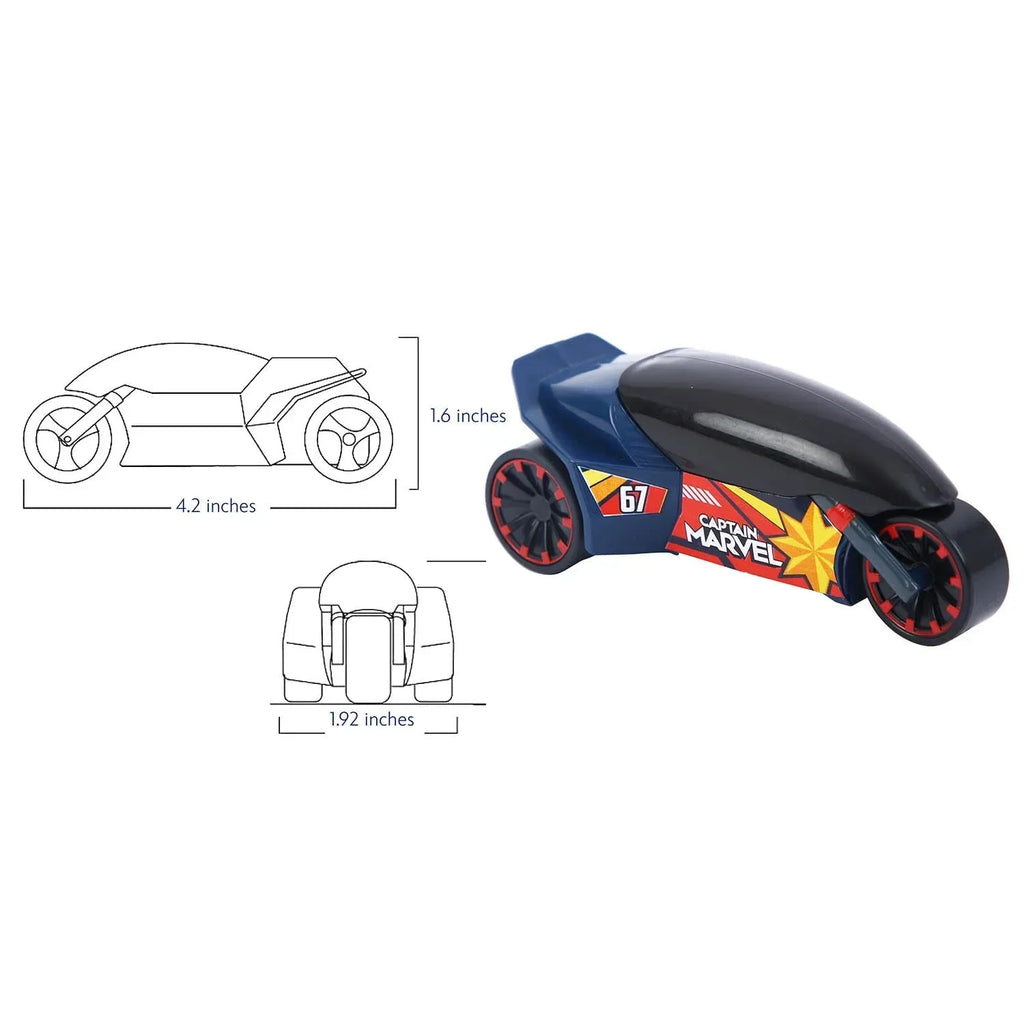 Skoodle Marvel Pull-Back Rider Bike – Captain Marvel Edition | Blue | Non-Toxic, Durable Superhero Motorbike Toy for Kids | Pull-Back Action | Great for Gifting, Racing, and Learning Play | Age 3+ - Naivri