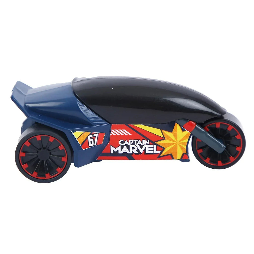 Skoodle Marvel Pull-Back Rider Bike – Captain Marvel Edition | Blue | Non-Toxic, Durable Superhero Motorbike Toy for Kids | Pull-Back Action | Great for Gifting, Racing, and Learning Play | Age 3+ - Naivri