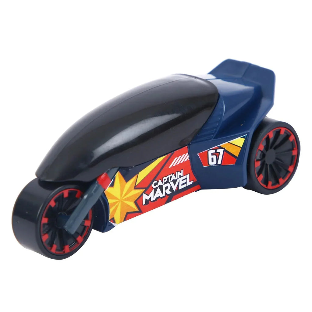 Skoodle Marvel Pull-Back Rider Bike – Captain Marvel Edition | Blue | Non-Toxic, Durable Superhero Motorbike Toy for Kids | Pull-Back Action | Great for Gifting, Racing, and Learning Play | Age 3+ - Naivri