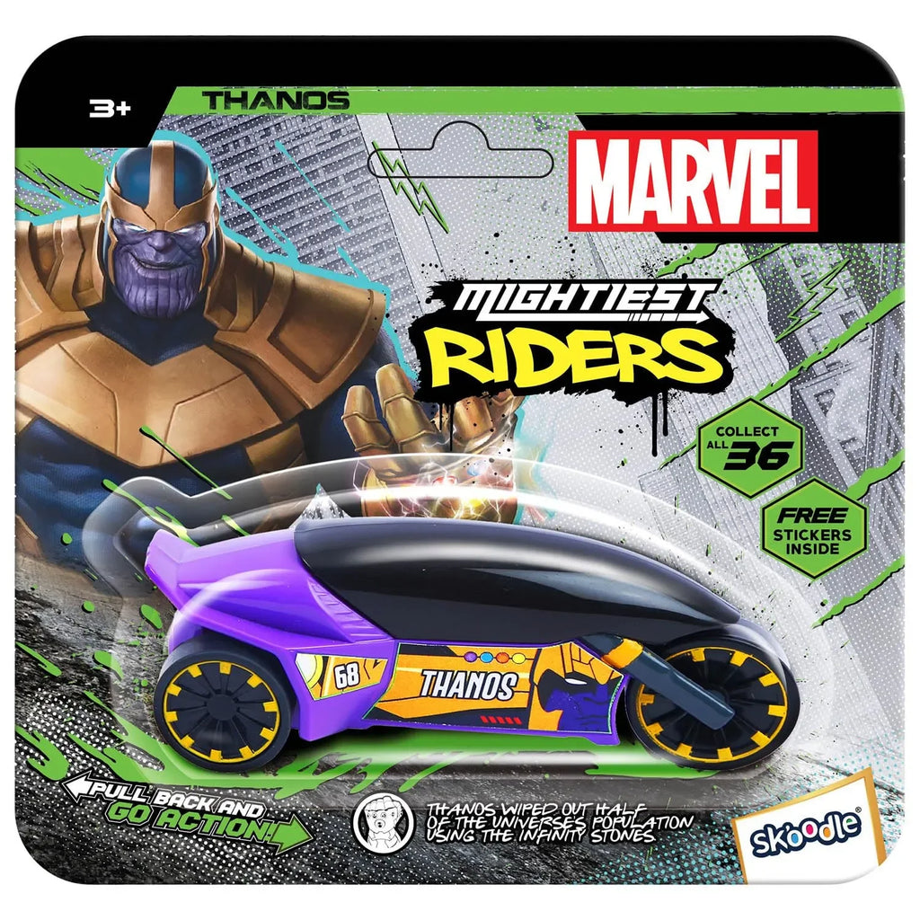 Skoodle Marvel Pull-Back Rider Bike – Thanos Edition | Purple Motorbike Toy for Kids | Pull-Back Action | Durable, Non-Toxic Plastic | Superhero Vehicle Toy | Age 3+ - Naivri