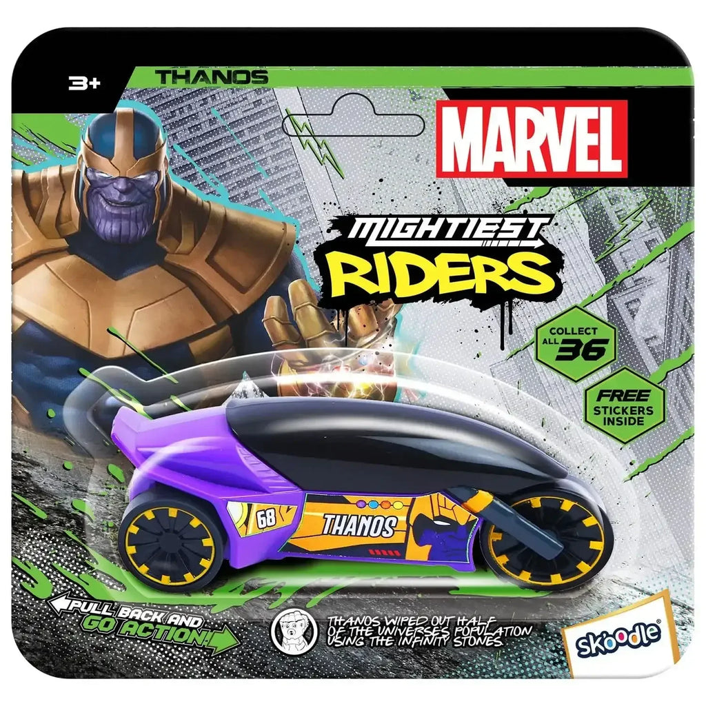 Skoodle Marvel Pull-Back Rider Bike – Thanos Edition | Purple Motorbike Toy for Kids | Pull-Back Action | Durable, Non-Toxic Plastic | Superhero Vehicle Toy | Age 3+ - Naivri