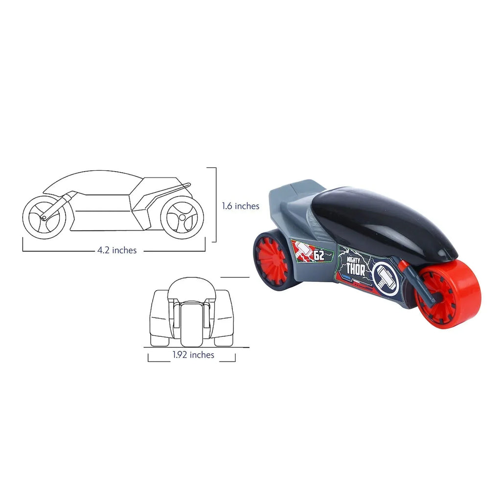 Skoodle Marvel Pull-Back Rider Bike – Thor Edition | Grey | Marvel Superhero Motorcycle Toy for Kids | Pull-Back Action | Durable & Non-Toxic | Creative Play & Gift Toy | Age 3+ - Naivri
