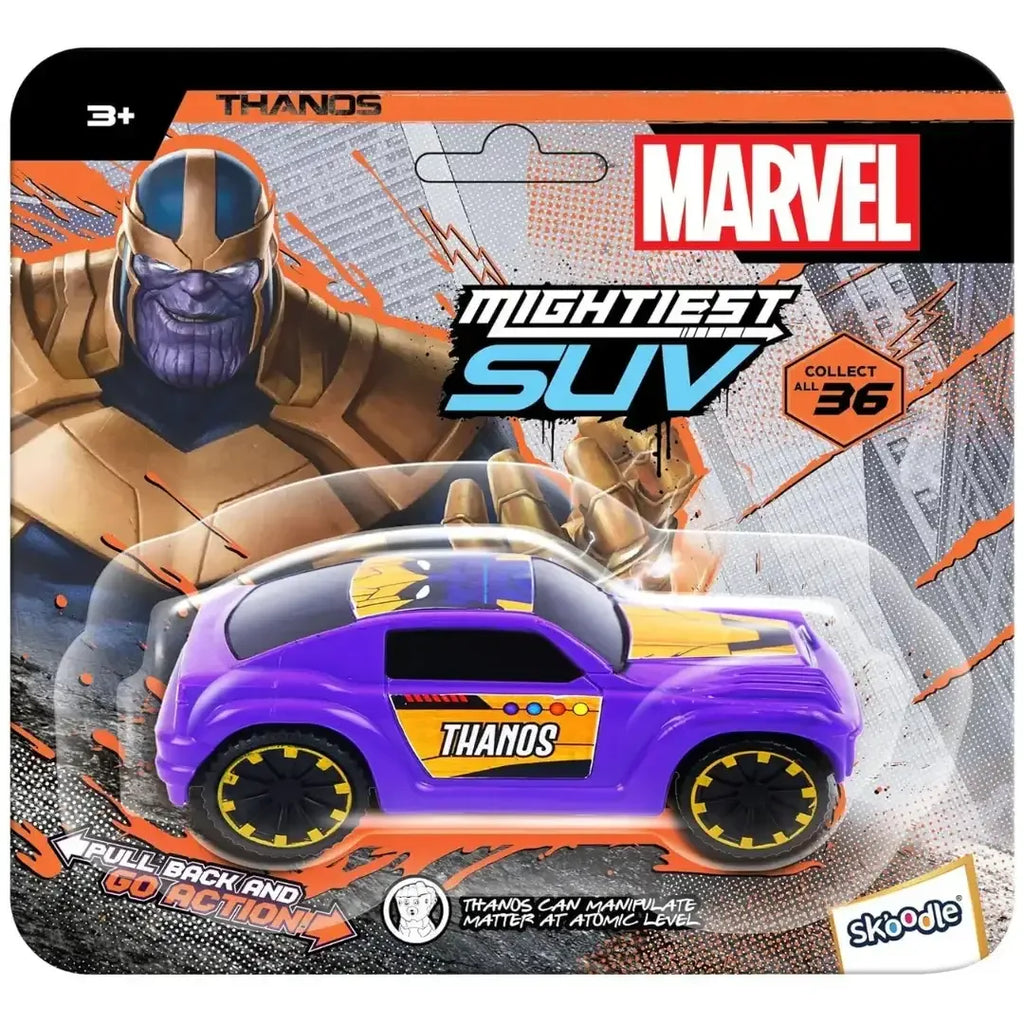 Skoodle Marvel Pull-Back SUV – Thanos Edition | Purple Pullback Toy Car for Kids | Marvel Superhero Vehicle Toy | Educational SUV Toy for Boys & Girls | Skoodle SUV Collection - Naivri