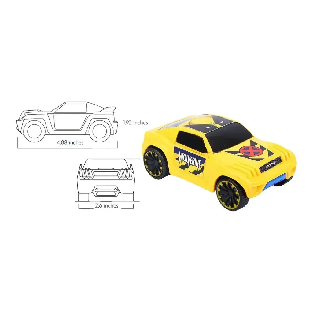 Skoodle Marvel Pullback Mightiest SUV – Wolverine Edition | Marvel Superhero Toy Vehicle | Educational Pullback SUV for Boys & Girls | Sturdy Collectible Toy Car for Kids (Yellow & Blue) - Naivri