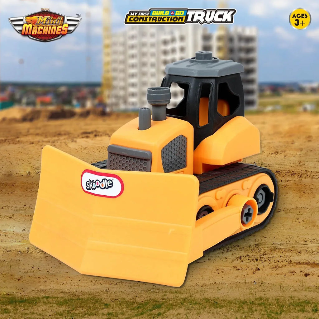 Skoodle Mini Machines Build & Go Bulldozer Truck with T-Shape Screwdriver | Educational Engineering Toy - Naivri