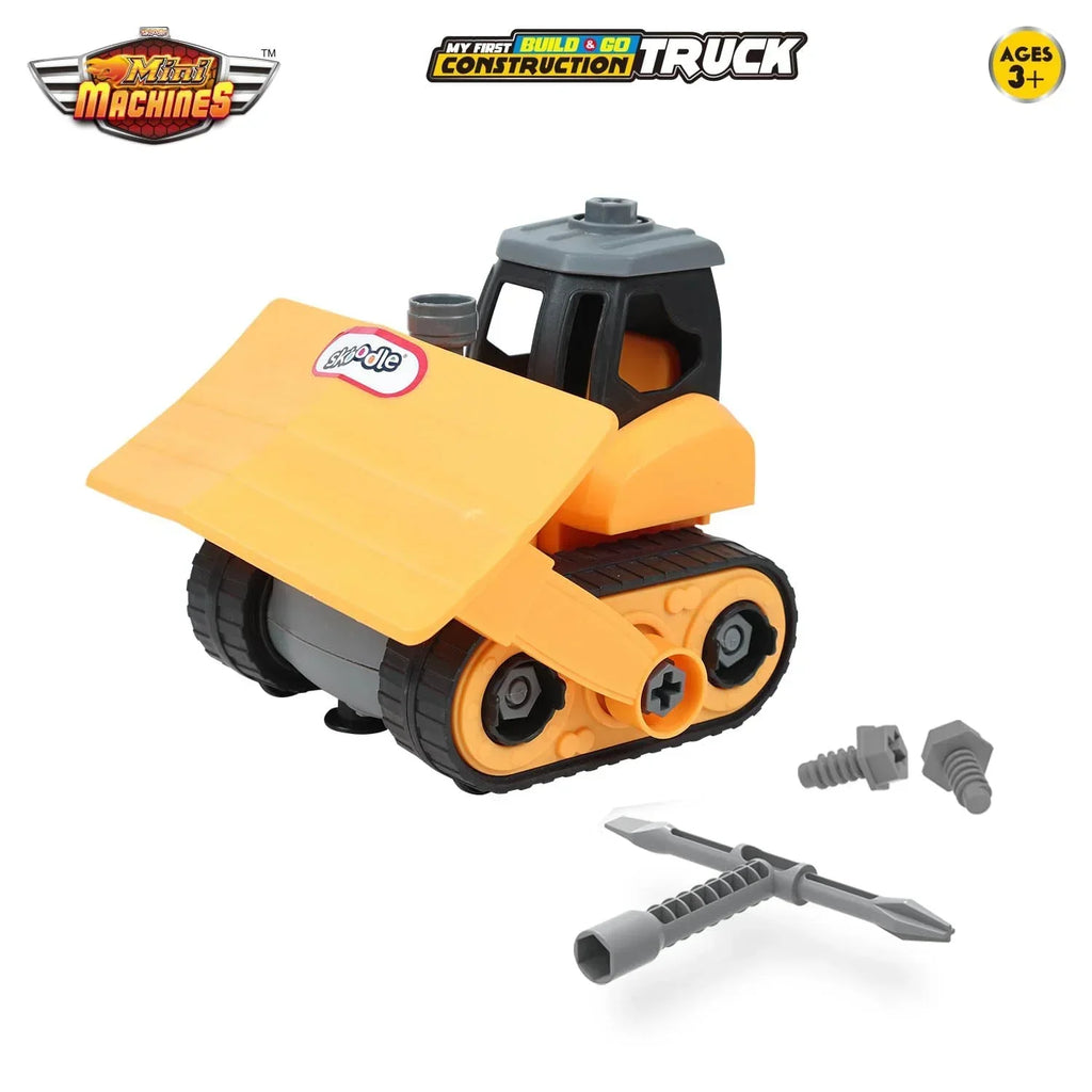 Skoodle Mini Machines Build & Go Bulldozer Truck with T-Shape Screwdriver | Educational Engineering Toy - Naivri