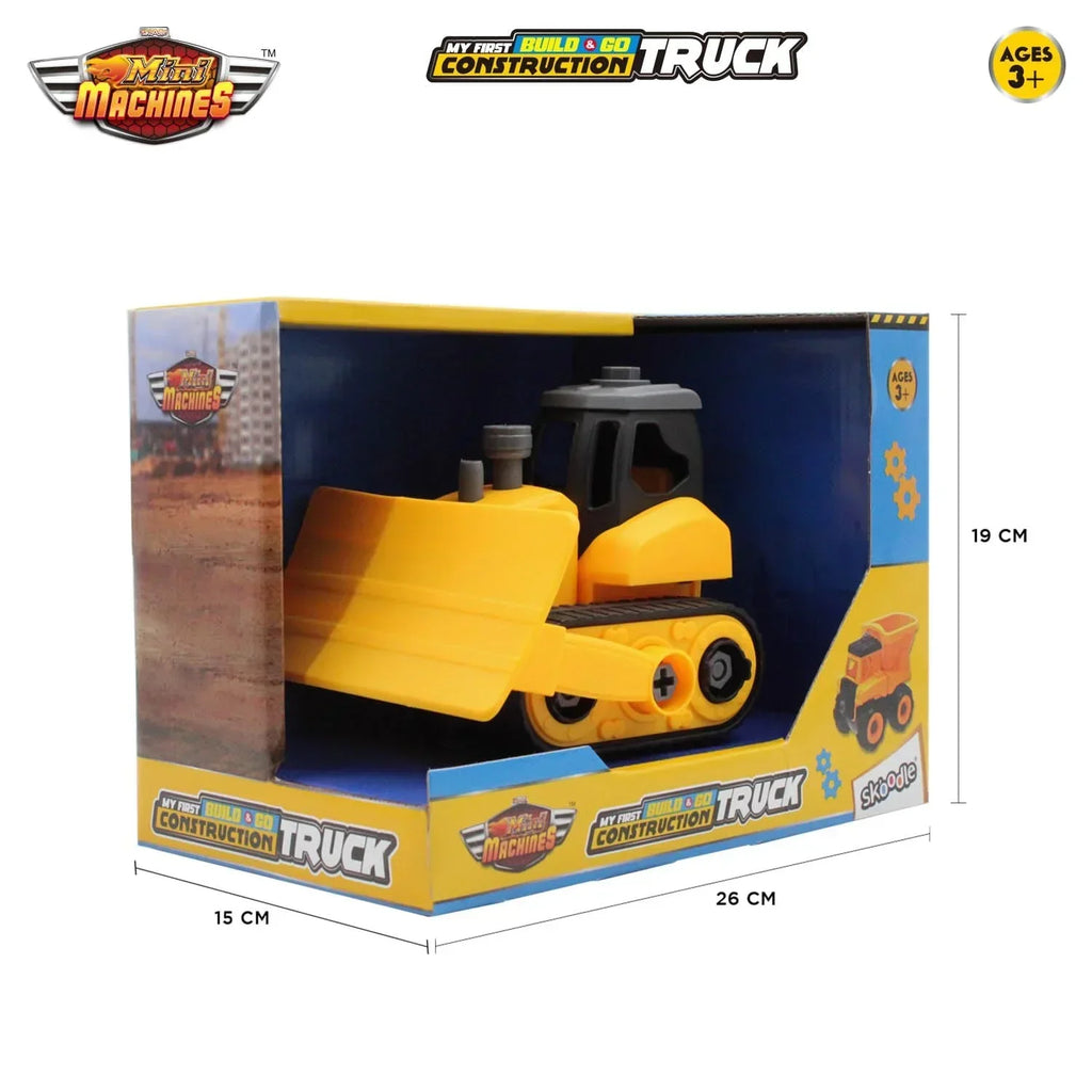 Skoodle Mini Machines Build & Go Bulldozer Truck with T-Shape Screwdriver | Educational Engineering Toy - Naivri