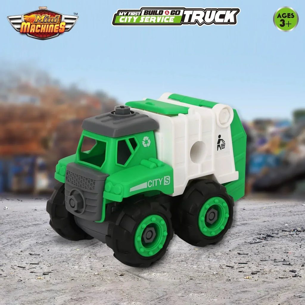 Skoodle Mini Machines Build & Go Compactor Garbage Vehicle Truck with T-Shape Screwdriver | Educational Construction & Pretend Play Toy - Naivri