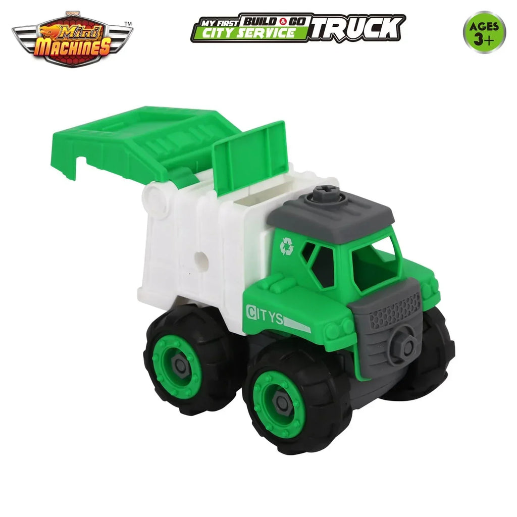 Skoodle Mini Machines Build & Go Compactor Garbage Vehicle Truck with T-Shape Screwdriver | Educational Construction & Pretend Play Toy - Naivri
