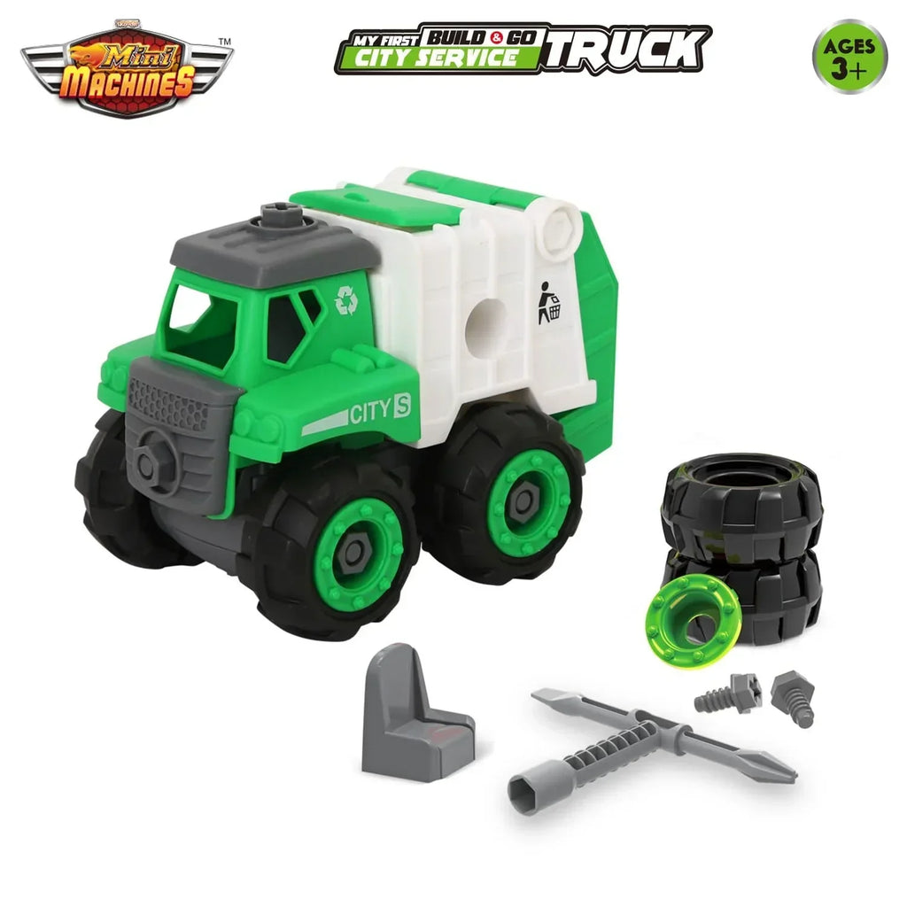 Skoodle Mini Machines Build & Go Compactor Garbage Vehicle Truck with T-Shape Screwdriver | Educational Construction & Pretend Play Toy - Naivri