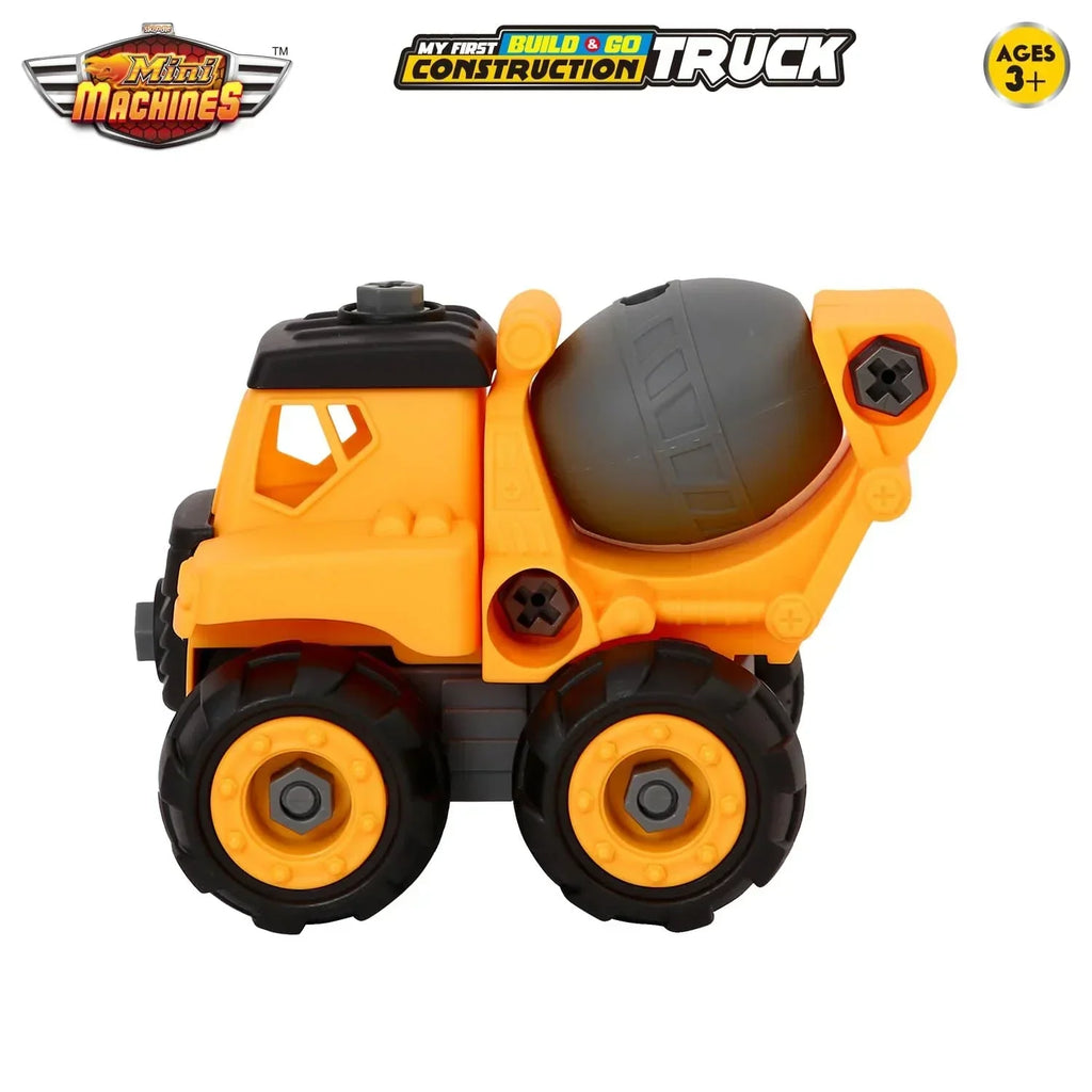 Skoodle Mini Machines Build & Go Concrete Mixer Truck with T-Shape Screwdriver – DIY Construction Educational Toy for Kids (Multicolor, Age 3+) - Naivri