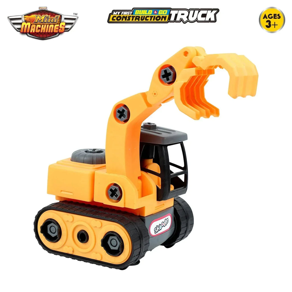 Skoodle Mini Machines Build & Go Excavator Truck with T-Shape Screwdriver | Educational Construction Toy for Kids - Naivri