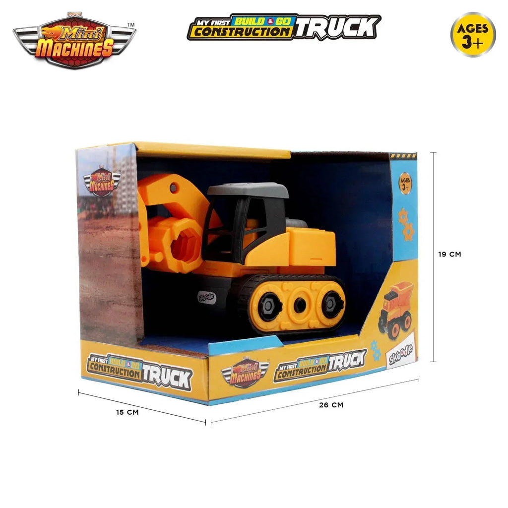 Skoodle Mini Machines Build & Go Excavator Truck with T-Shape Screwdriver | Educational Construction Toy for Kids - Naivri