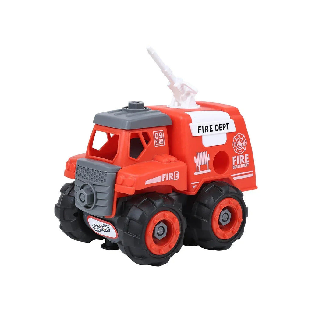 Skoodle Mini Machines Build & Go Fire Extinguisher Vehicle Truck with T-Shape Screwdriver – Educational & Pretend Play Toy - Naivri