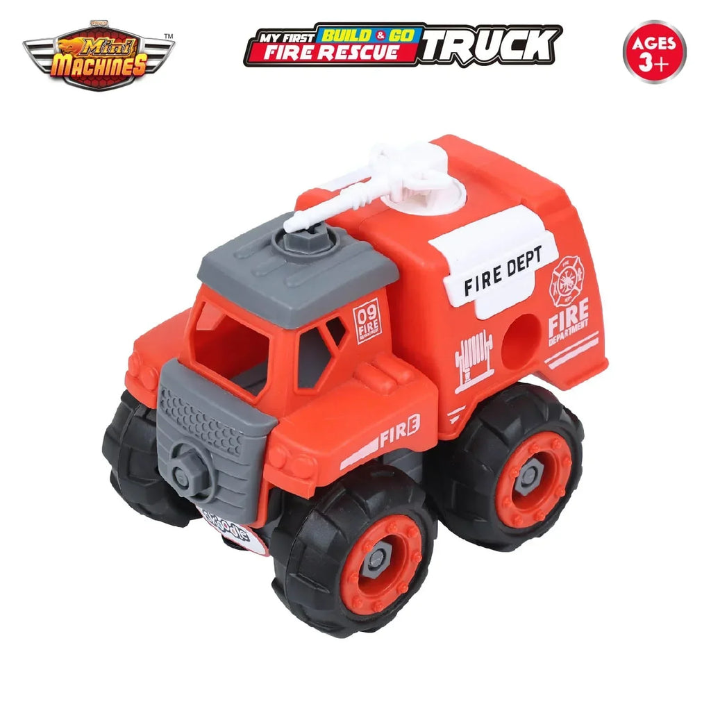 Skoodle Mini Machines Build & Go Fire Extinguisher Vehicle Truck with T-Shape Screwdriver – Educational & Pretend Play Toy - Naivri