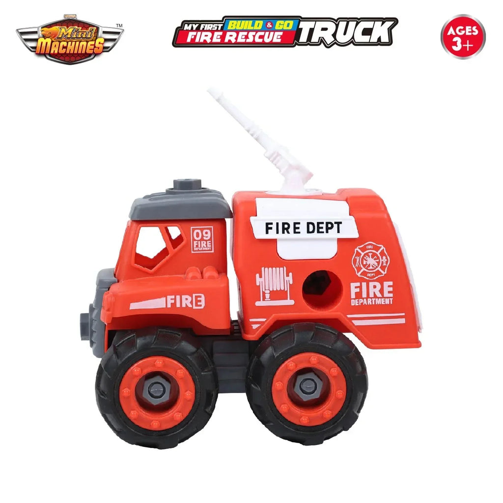 Skoodle Mini Machines Build & Go Fire Extinguisher Vehicle Truck with T-Shape Screwdriver – Educational & Pretend Play Toy - Naivri