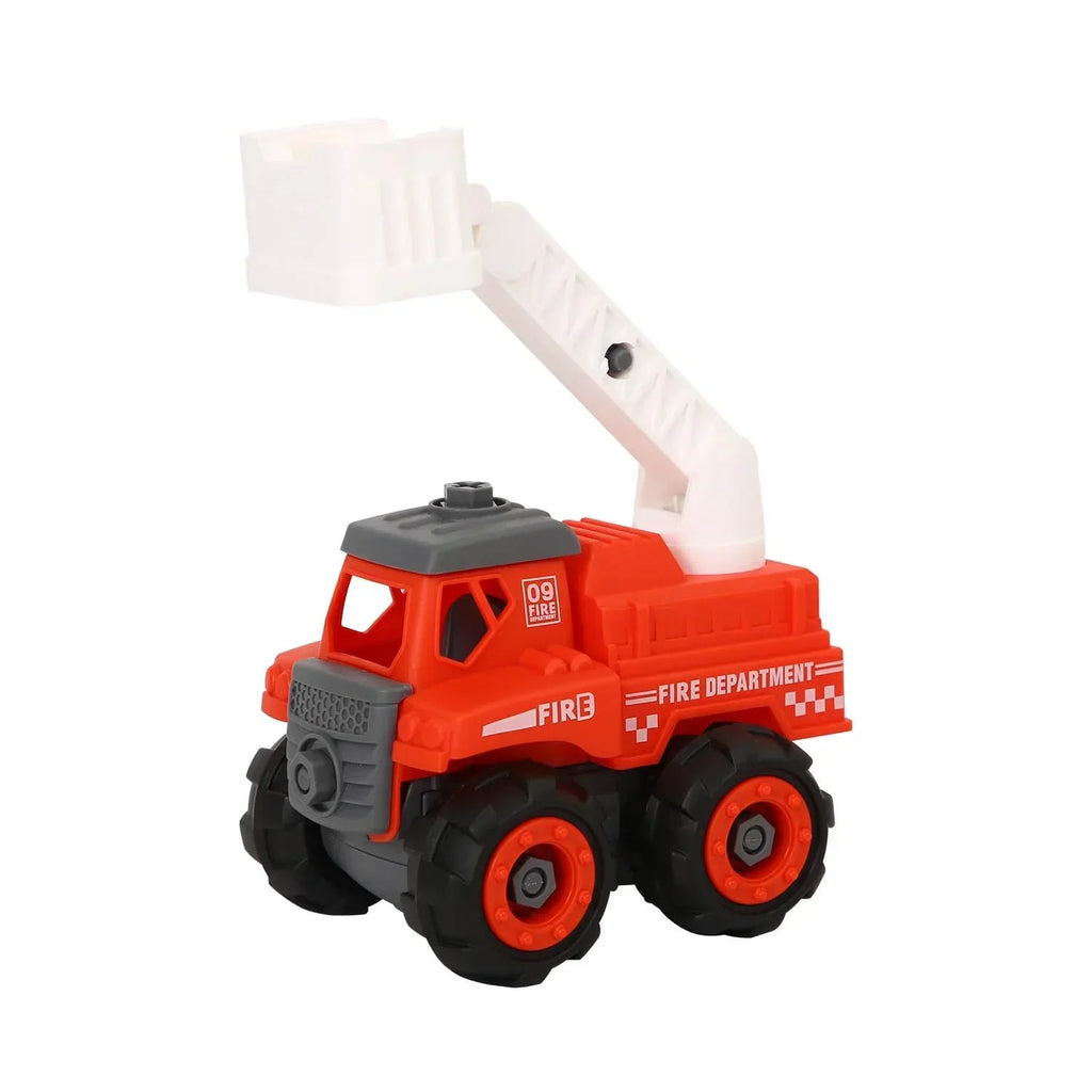 Skoodle Mini Machines Build & Go Fire Rescue Vehicle Truck with T-Shape Screwdriver | Educational & Pretend Play Toy for Kids - Naivri