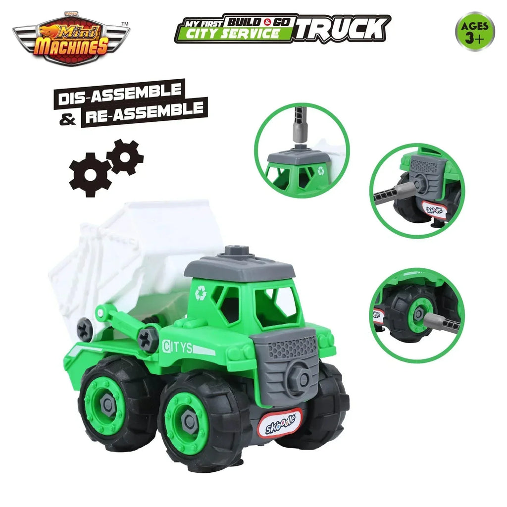 Skoodle Mini Machines Build & Go Sanitization Vehicle Truck – DIY Educational Construction Toy with T-Shape Screwdriver for Kids Age 3+ (Multicolor) - Naivri