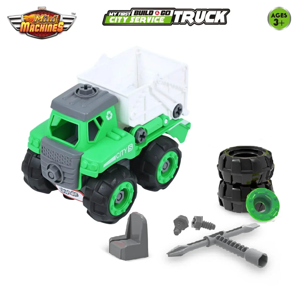 Skoodle Mini Machines Build & Go Sanitization Vehicle Truck – DIY Educational Construction Toy with T-Shape Screwdriver for Kids Age 3+ (Multicolor) - Naivri