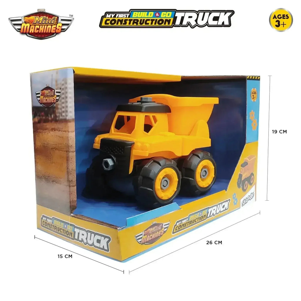 Skoodle Mini Machines Build & Go Stylish Dump Truck – Educational Construction Vehicle Toy with T-Shape Screwdriver for Kids Age 3+ (Multicolor) - Naivri