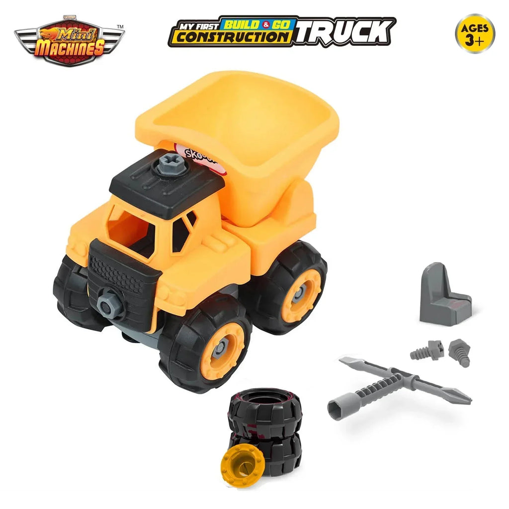 Skoodle Mini Machines Build & Go Stylish Dump Truck – Educational Construction Vehicle Toy with T-Shape Screwdriver for Kids Age 3+ (Multicolor) - Naivri