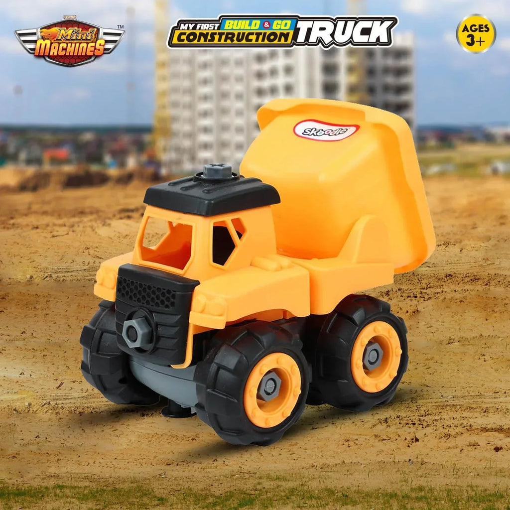 Skoodle Mini Machines Build & Go Stylish Dump Truck – Educational Construction Vehicle Toy with T-Shape Screwdriver for Kids Age 3+ (Multicolor) - Naivri