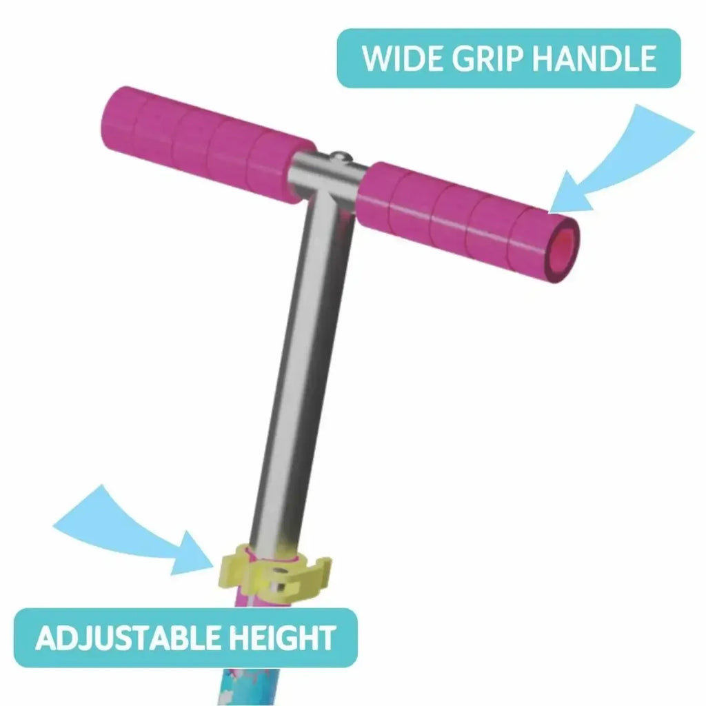 Skoodle Peppa Pig 3-Wheel Kick Scooter for Kids | Pink & Green | Adjustable Height, Foldable, Safe Ride-On Toy for Girls & Boys Age 3+ - Naivri