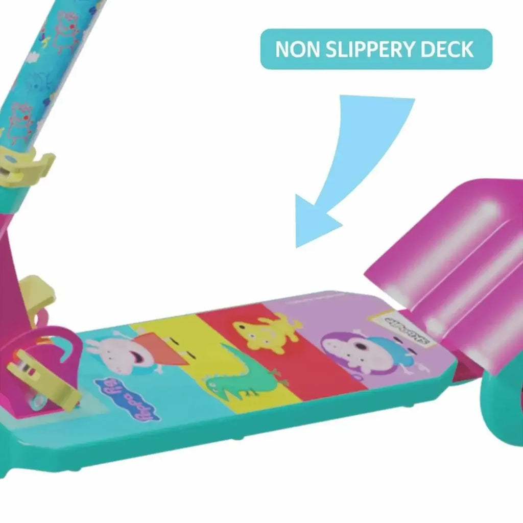 Skoodle Peppa Pig 3-Wheel Kick Scooter for Kids | Pink & Green | Adjustable Height, Foldable, Safe Ride-On Toy for Girls & Boys Age 3+ - Naivri