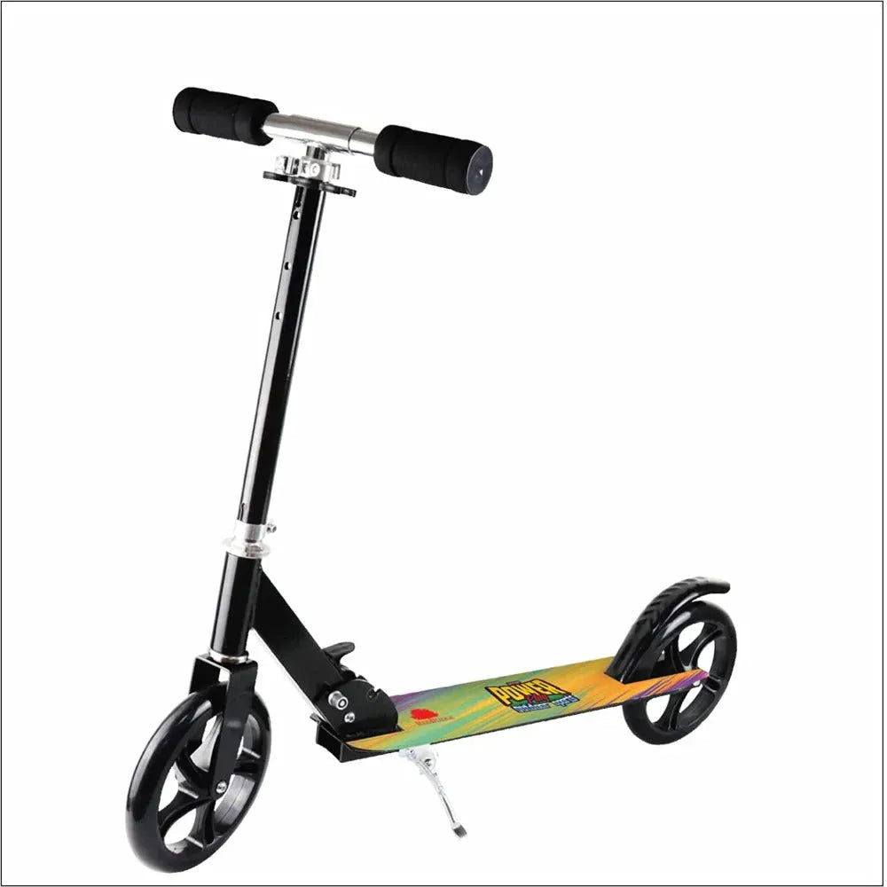 Skoodle Power Play Whoosh 2 Wheel Skate Scooter | Foldable Metal Scooter for Kids | Adjustable Height, Side Stand, Non-Slip Deck | Age 6+ - Naivri