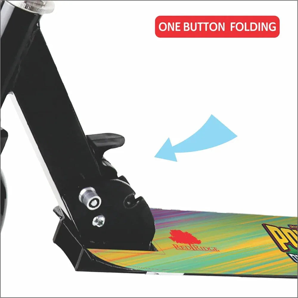 Skoodle Power Play Whoosh 2 Wheel Skate Scooter | Foldable Metal Scooter for Kids | Adjustable Height, Side Stand, Non-Slip Deck | Age 6+ - Naivri