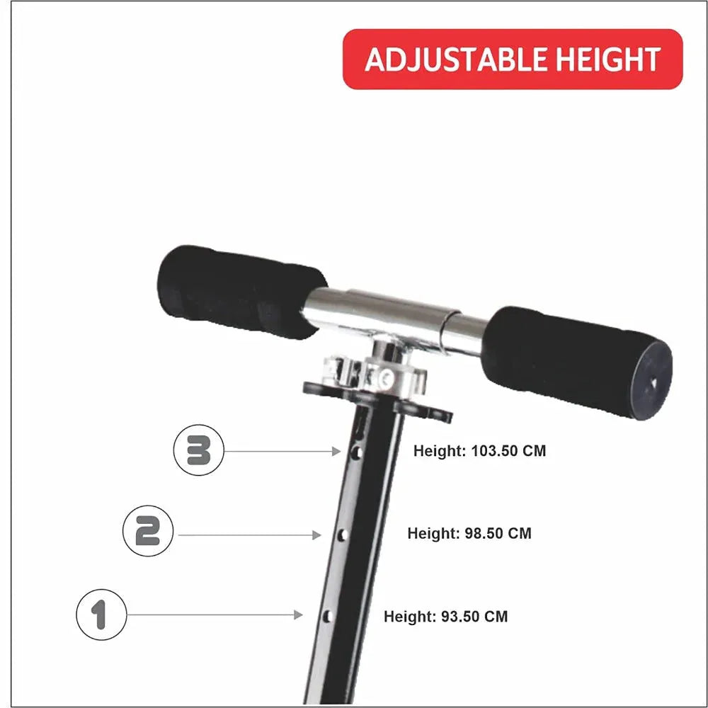 Skoodle Power Play Whoosh 2 Wheel Skate Scooter | Foldable Metal Scooter for Kids | Adjustable Height, Side Stand, Non-Slip Deck | Age 6+ - Naivri