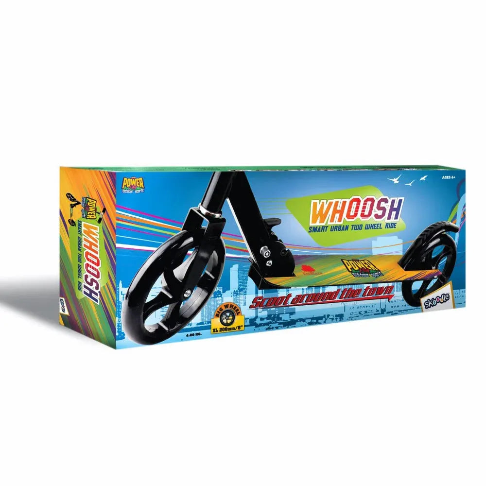 Skoodle Power Play Whoosh 2 Wheel Skate Scooter | Foldable Metal Scooter for Kids | Adjustable Height, Side Stand, Non-Slip Deck | Age 6+ - Naivri