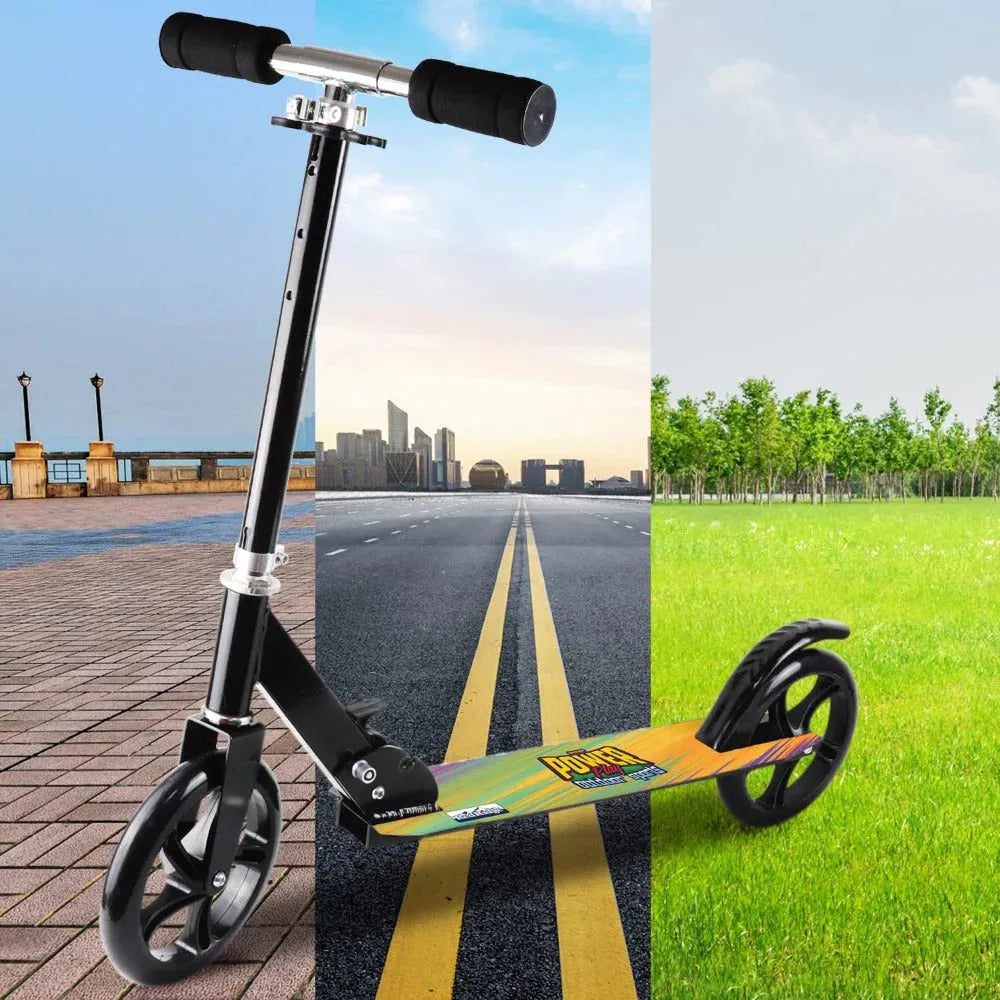 Skoodle Power Play Whoosh 2 Wheel Skate Scooter | Foldable Metal Scooter for Kids | Adjustable Height, Side Stand, Non-Slip Deck | Age 6+ - Naivri