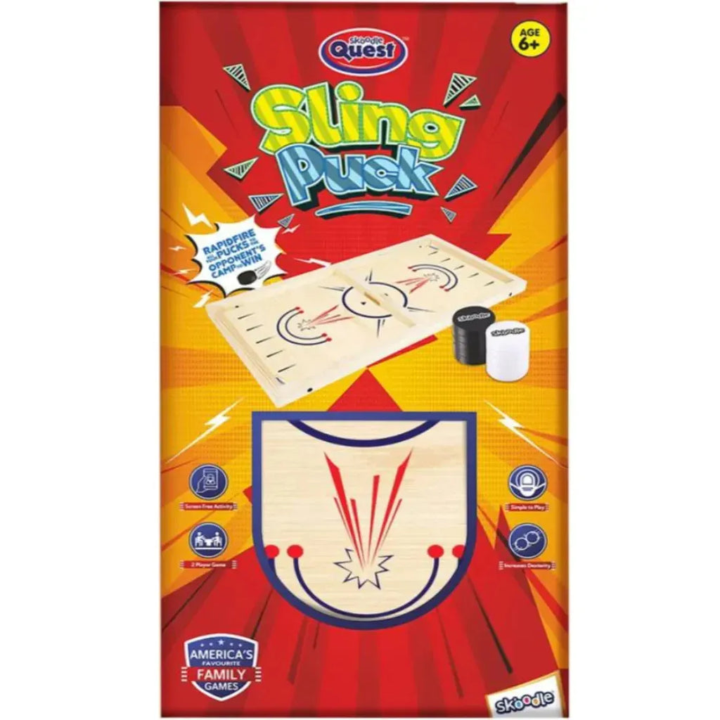 Skoodle Sling Puck Game – Fast-Paced Wooden Board Game for Kids and Adults - Naivri