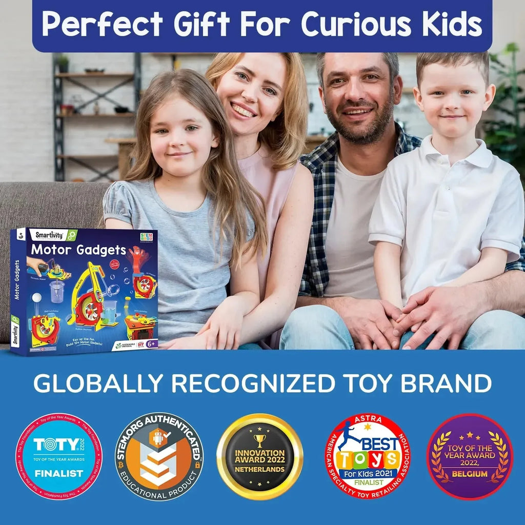 Smartivity 10-in-1 Motor-Powered Gadgets DIY Kit for Kids Ages 6 to 14 | STEM Electronics Learning Kit | Educational Birthday Gift for Boys & Girls | Build Levitating Balls, Tornado Creators, Spinning Discs & More - Naivri