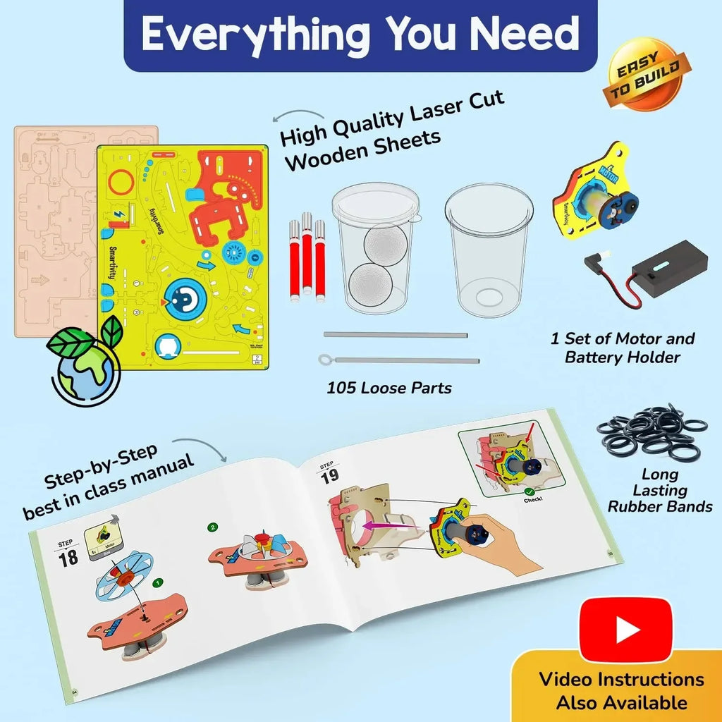 Smartivity 10-in-1 Motor-Powered Gadgets DIY Kit for Kids Ages 6 to 14 | STEM Electronics Learning Kit | Educational Birthday Gift for Boys & Girls | Build Levitating Balls, Tornado Creators, Spinning Discs & More - Naivri