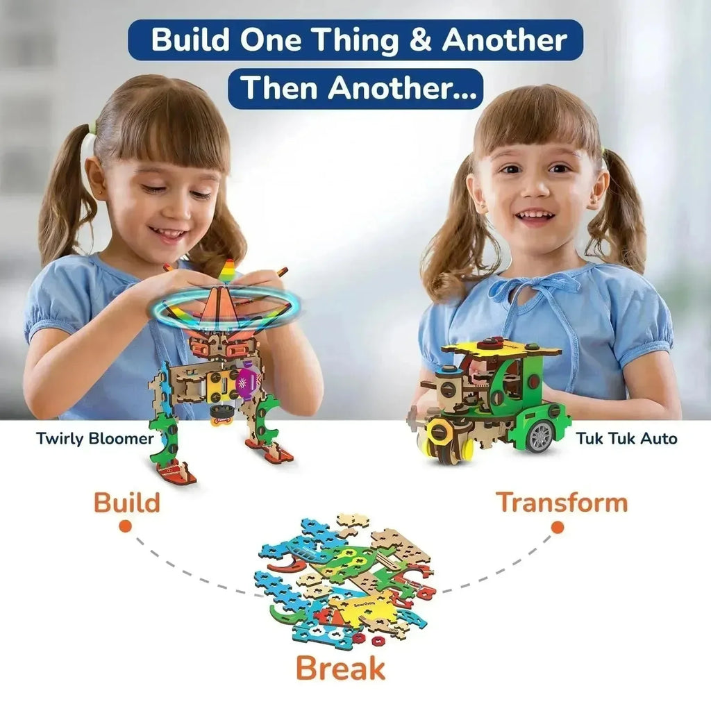 Smartivity 20-in-1 Spin-n-Go Educational DIY Construction Kit for Kids Age 6 to 12 | Build Robot, Car, Airplane & More | STEAM Activity Toy for Boys & Girls | Made in India | Multicolor - Naivri
