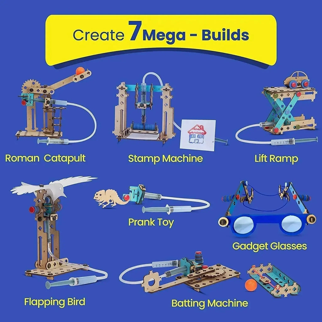 Smartivity 7-in-1 Multi-Builds Hydraulics Kit | STEM DIY Educational Toy for Ages 6–14 | Engineering Construction Set for Kids - Naivri