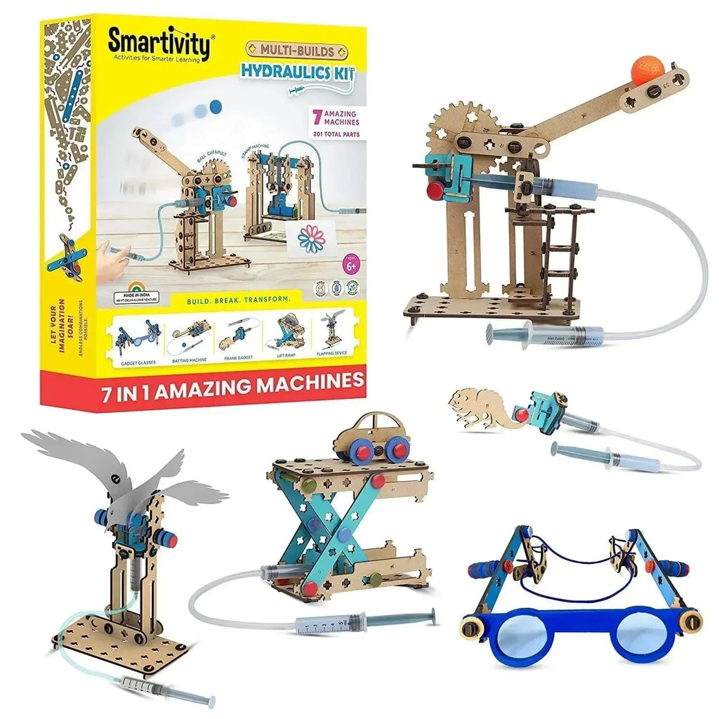 Smartivity 7-in-1 Multi-Builds Hydraulics Kit | STEM DIY Educational Toy for Ages 6–14 | Engineering Construction Set for Kids - Naivri