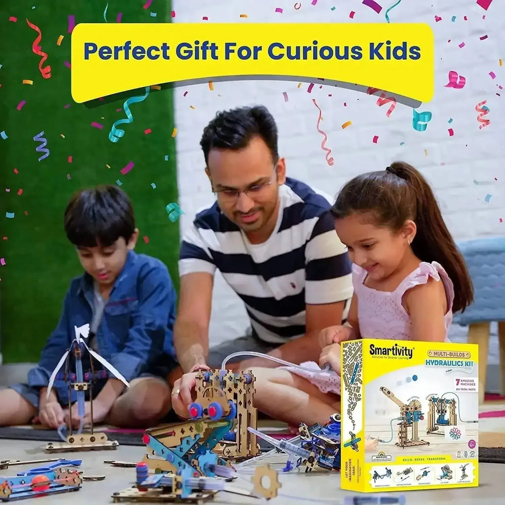 Smartivity 7-in-1 Multi-Builds Hydraulics Kit | STEM DIY Educational Toy for Ages 6–14 | Engineering Construction Set for Kids - Naivri