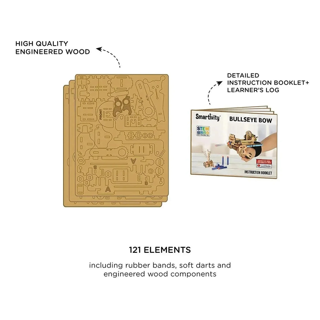 Smartivity Bullseye Bow | STEM Learning Archery Kit for Kids 8-14 | Build, Play & Learn Physics Concepts - Naivri