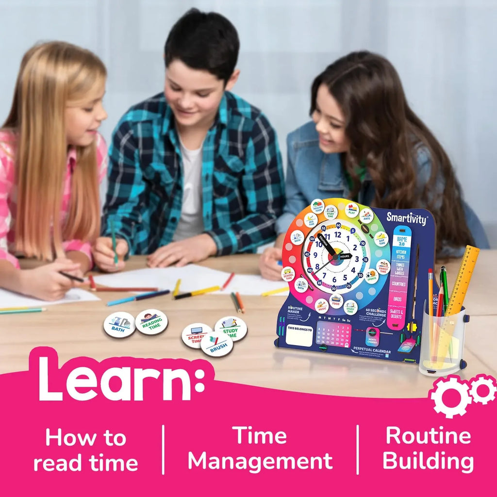 Smartivity DIY Interactive Clock with Stationery Organiser for Kids Ages 6 to 12 | STEM Educational Toy with Infinity Calendar | Birthday Gift for Boys & Girls - Naivri