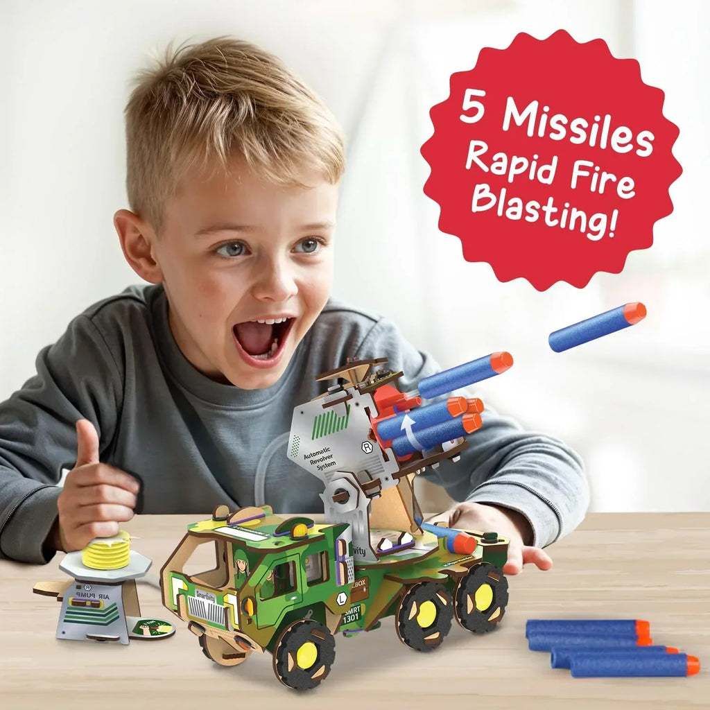 Smartivity DIY Military Vehicle for Kids 8–14 Years | Army Truck with Air-Powered Missile Launch System | Birthday Gift for Boys & Girls | STEM Toy for Ages 8 to 14 - Naivri