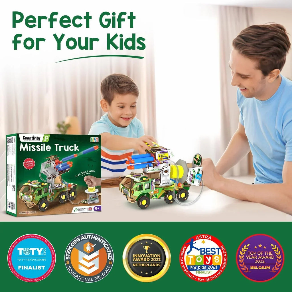 Smartivity DIY Military Vehicle for Kids 8–14 Years | Army Truck with Air-Powered Missile Launch System | Birthday Gift for Boys & Girls | STEM Toy for Ages 8 to 14 - Naivri