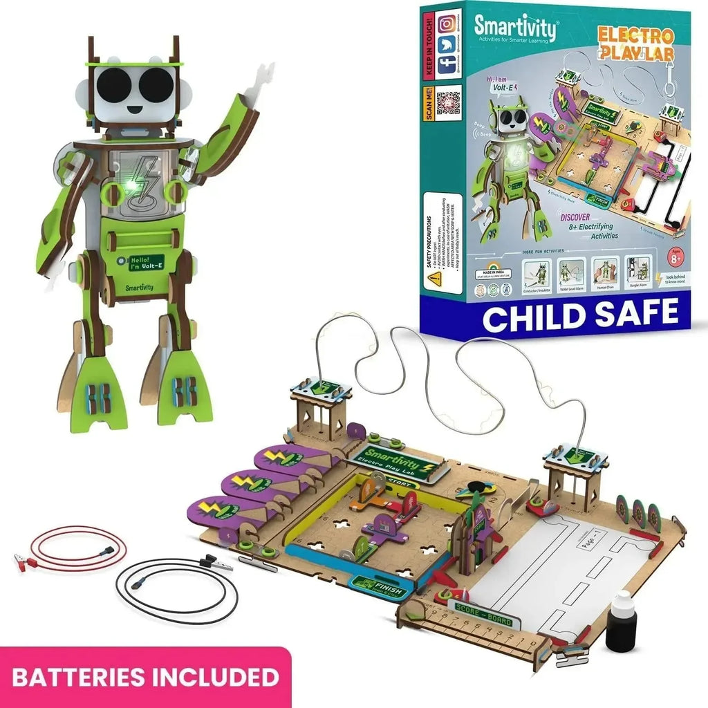 Smartivity Electro Play Lab – 8+ Conductivity-Based Activities | STEAM Science & Circuit Building Kit for Kids Aged 6–12 | Battery Included | Made in India with Eco-Friendly Wood - Naivri