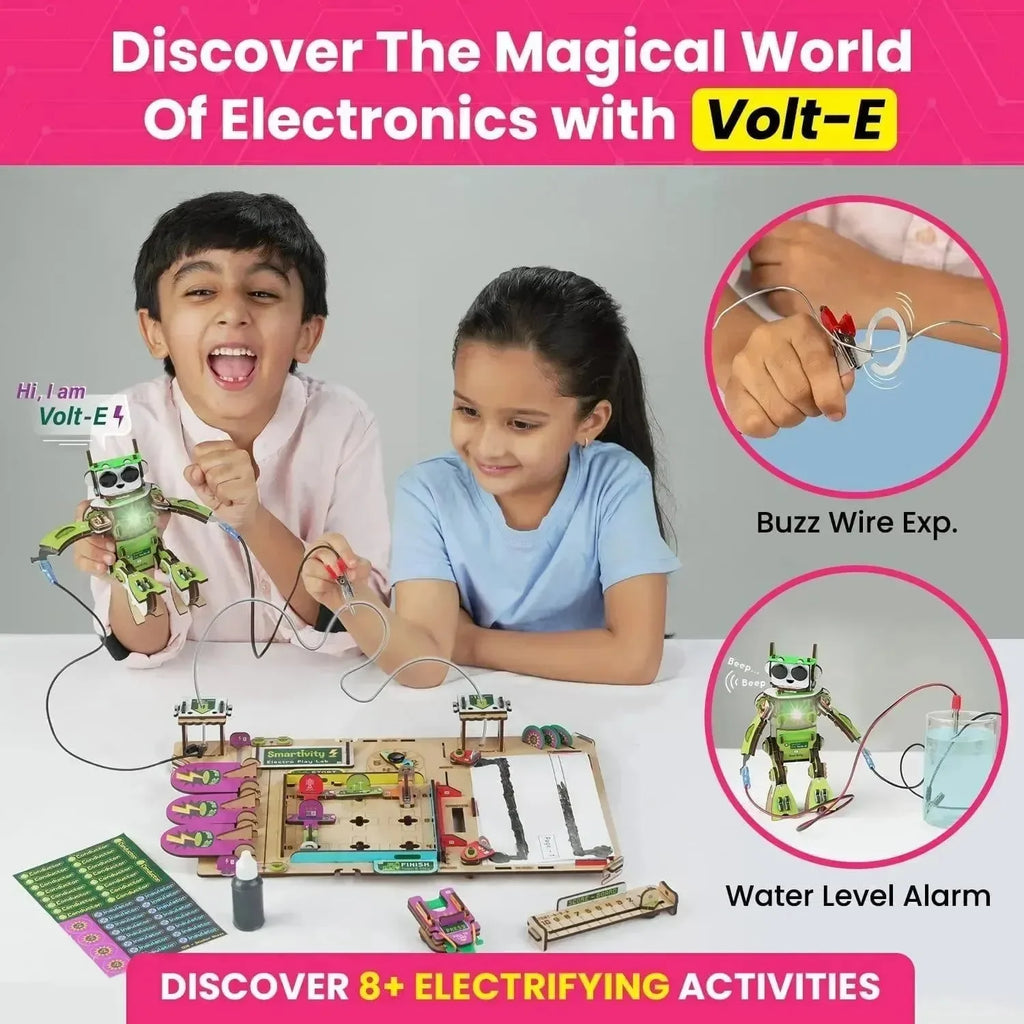 Smartivity Electro Play Lab – 8+ Conductivity-Based Activities | STEAM Science & Circuit Building Kit for Kids Aged 6–12 | Battery Included | Made in India with Eco-Friendly Wood - Naivri