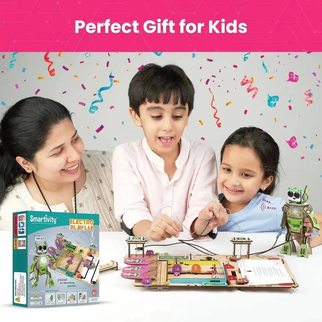 Smartivity Electro Play Lab – 8+ Conductivity-Based Activities | STEAM Science & Circuit Building Kit for Kids Aged 6–12 | Battery Included | Made in India with Eco-Friendly Wood - Naivri