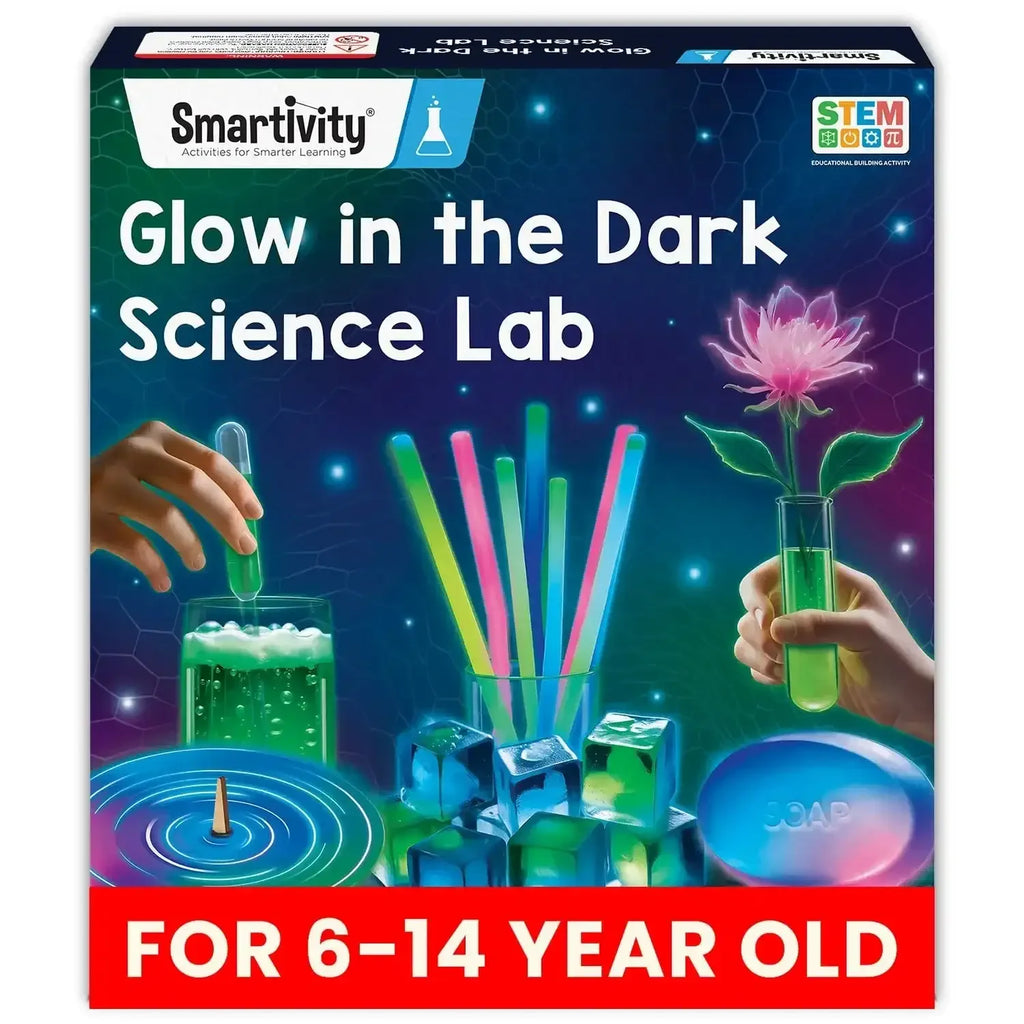 Smartivity Glow Magic Science Kit for Kids | 20 Glow-in-the-Dark STEM Experiments | Ages 6 to 14 Years | DIY Science Toy Gift for Boys & Girls | Learn Physics & Chemistry Through Fun - Naivri