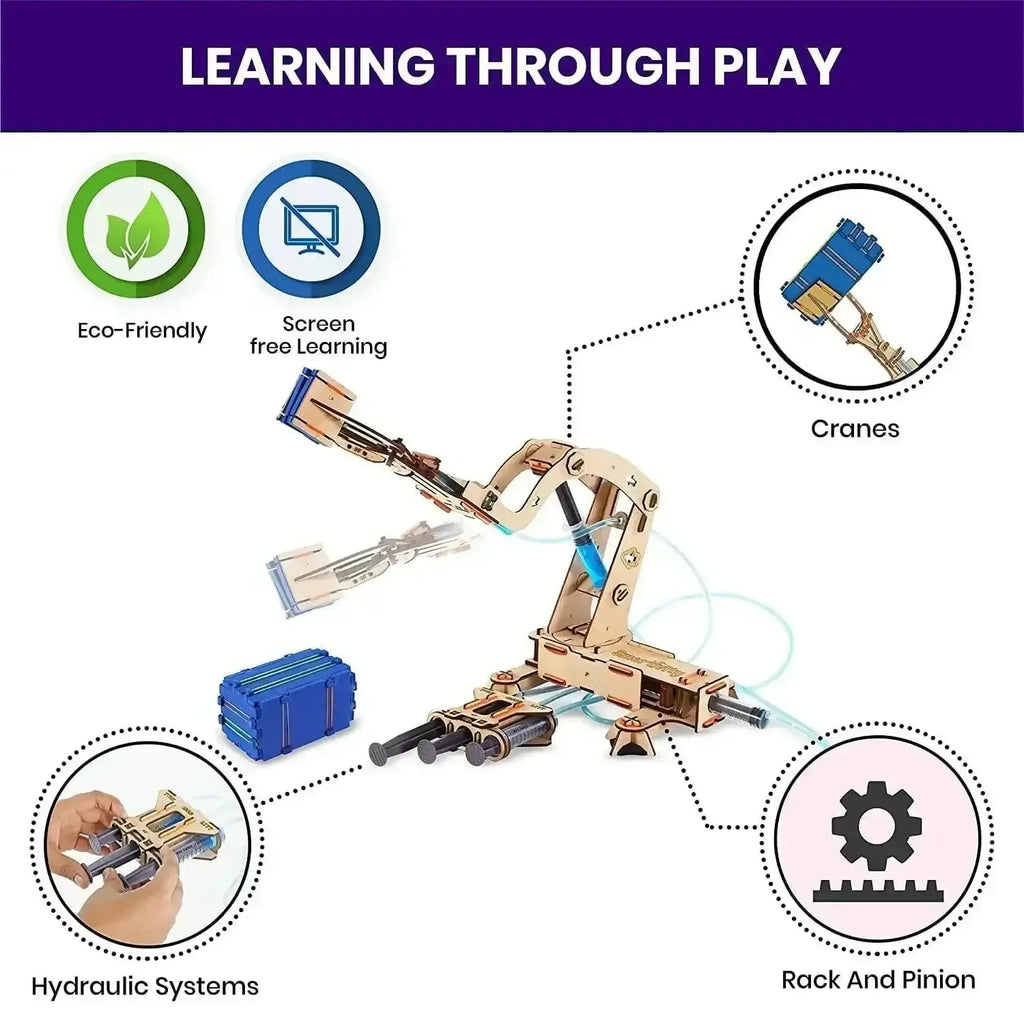 Smartivity Hydraulic Crane – DIY STEM Learning Kit for Kids Aged 8 to 14 | Educational Hydraulic Engineering Toy for Girls & Boys | Build, Play & Learn with 232 Parts - Naivri